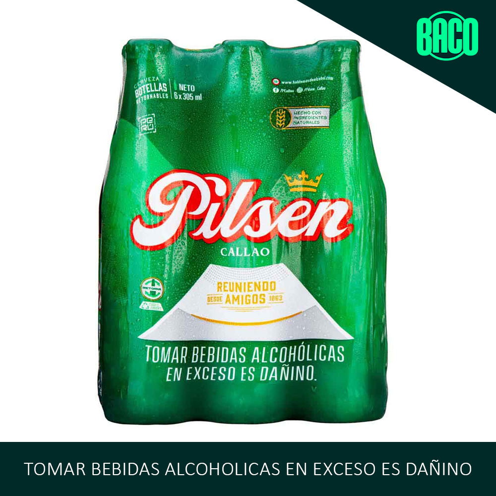 Cerveza PILSEN Callao Botella 305ml Paquete 6 und