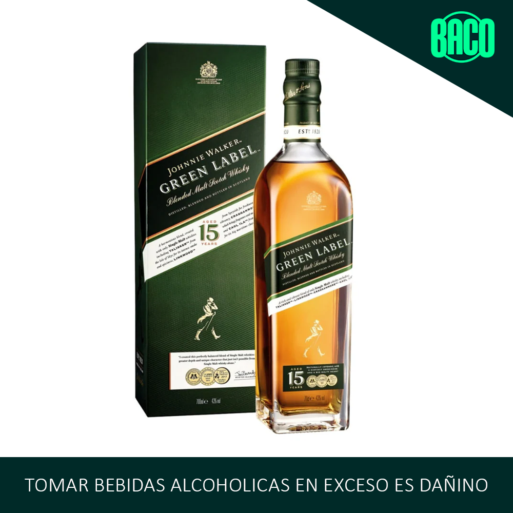 Whisky JOHNNIE WALKER Green Label Botella 750ml