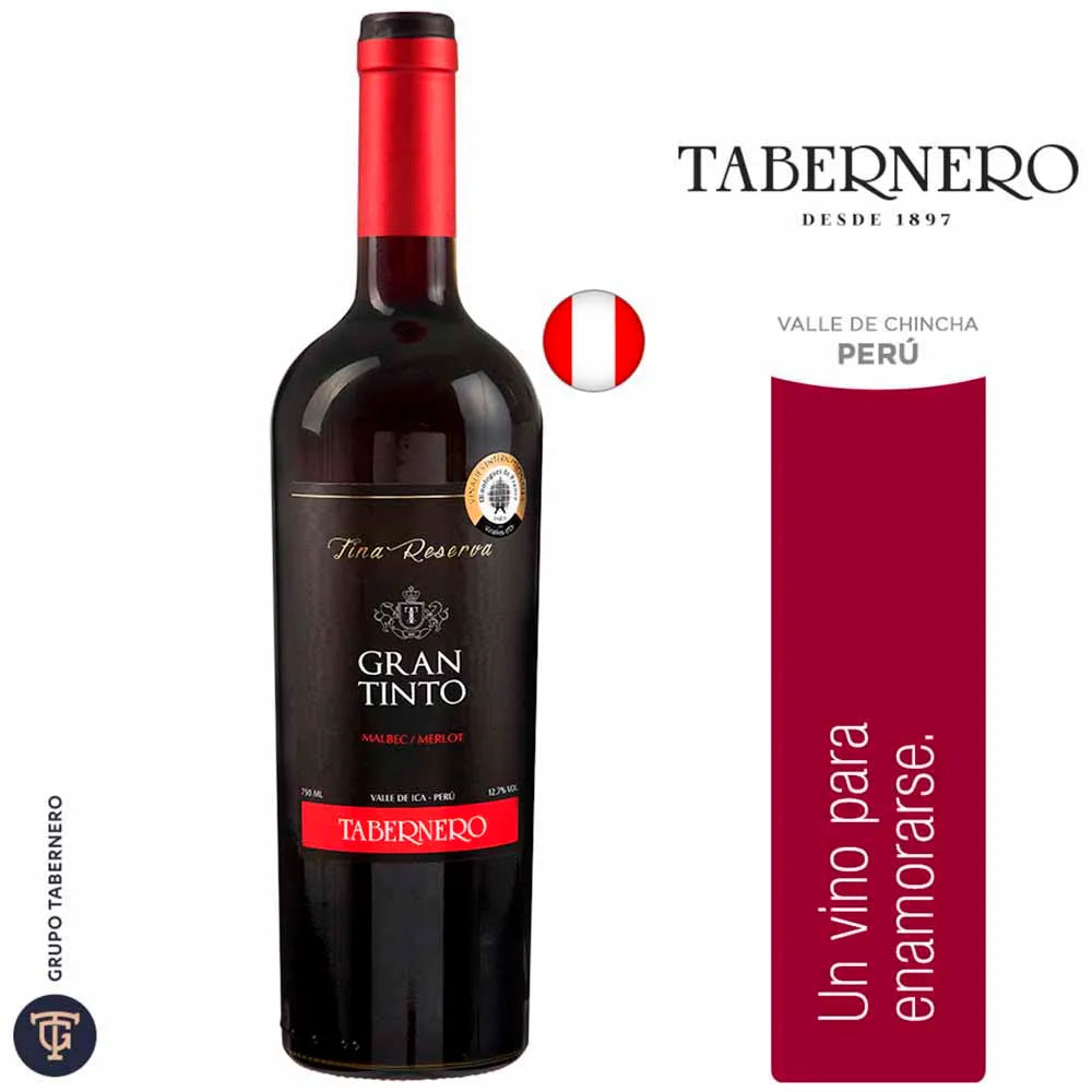 Vino Tinto GRAN TINTO Malbec Merlot Reserva Botella 750ml