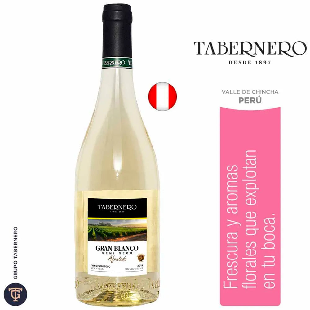 Vino Blanco TABERNERO Gran Blanco Semi Seco Botella 750ml