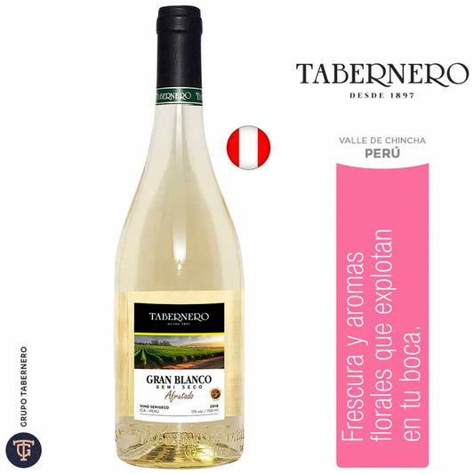 Vino Blanco TABERNERO Gran Blanco Semi Seco Botella 750ml