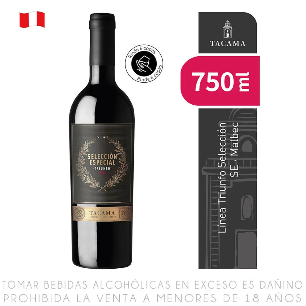 Vino Tinto Malbec Tacama Selección Especial Triunfo Botella 750ml